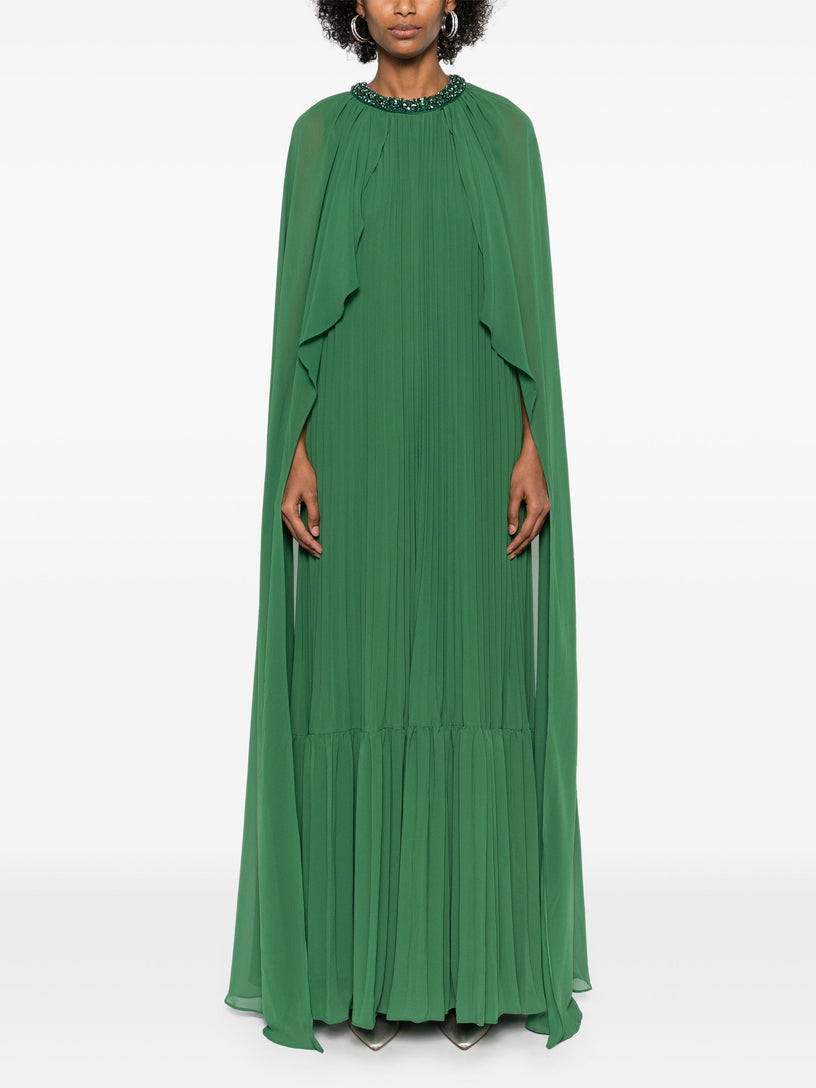self portrait green chiffon maxi dress Self-Portrait + Green Chiffon Pussy-Bow Dress