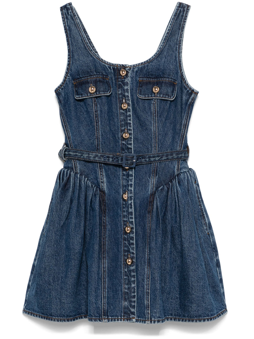 Flared denim mini dress SELF PORTRAIT Blu | Grifo210 Flared denim mini dress SELF PORTRAIT Blu | Grifo210