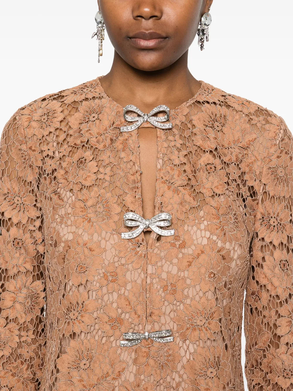 Lace bow mini dress