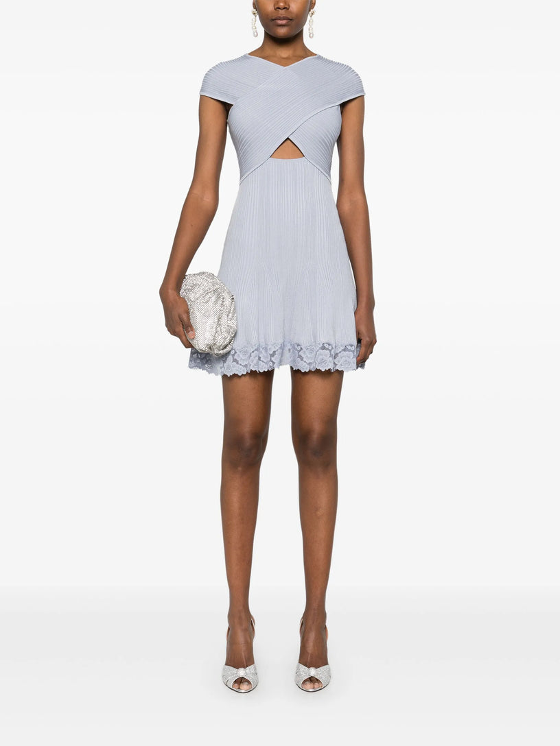 Lace insert mini dress
