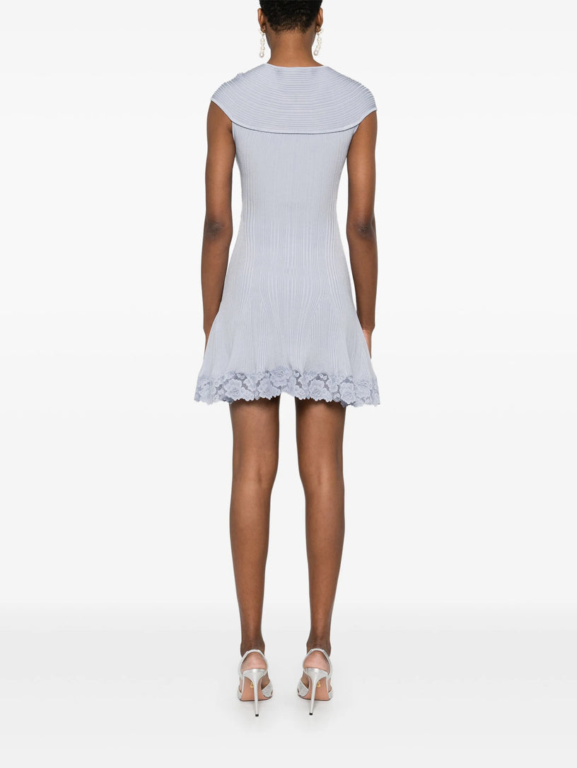 Lace insert mini dress