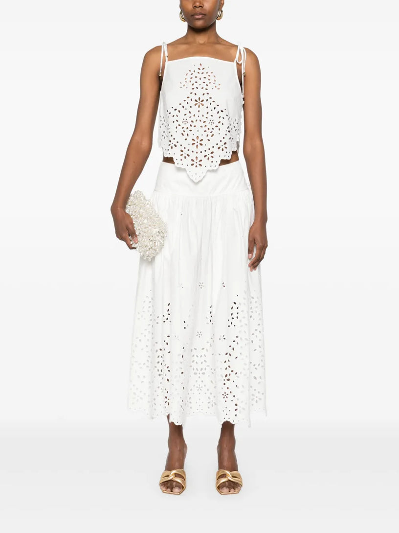 Embroidered midi skirt