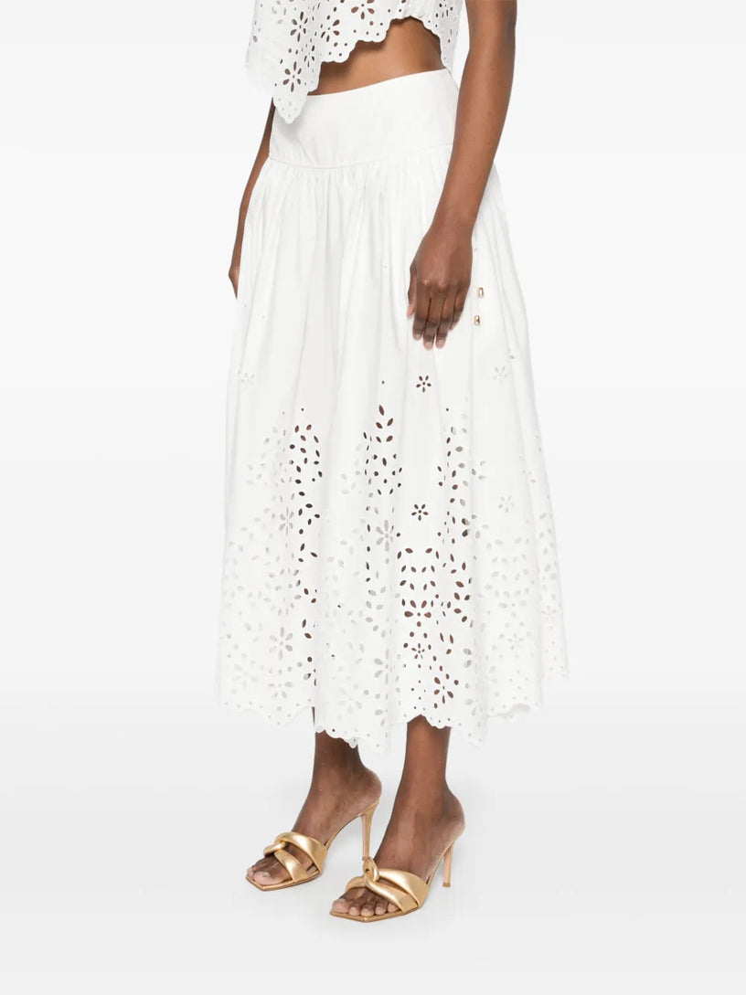 Embroidered midi skirt