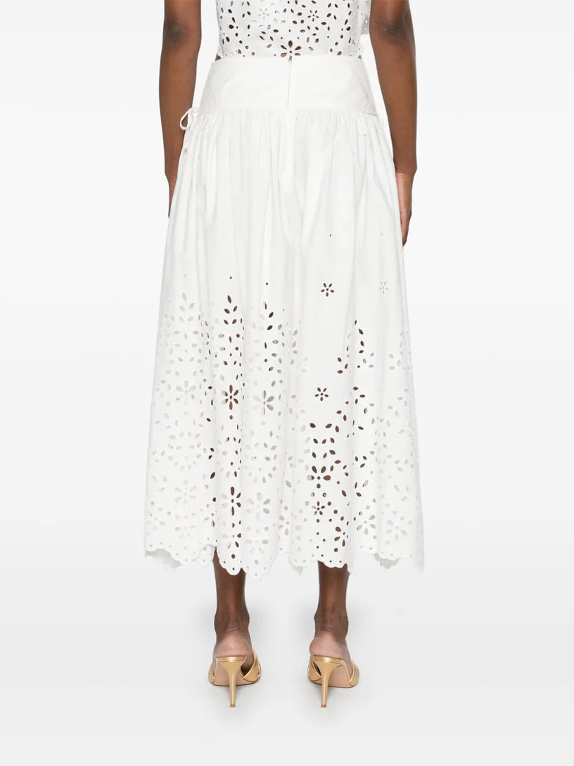 Embroidered midi skirt