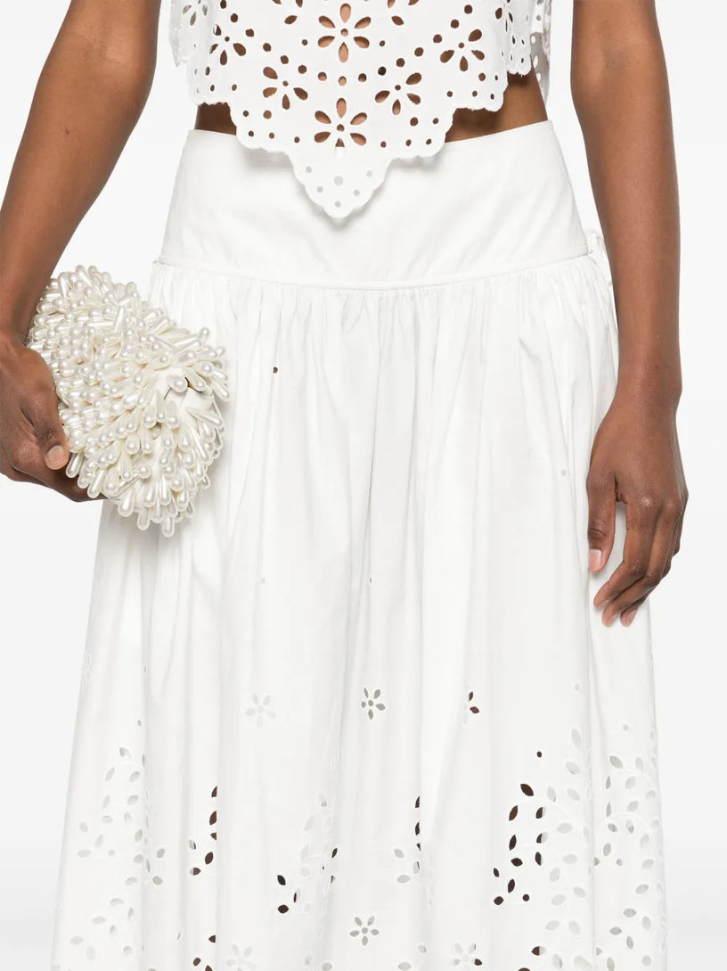 Embroidered midi skirt