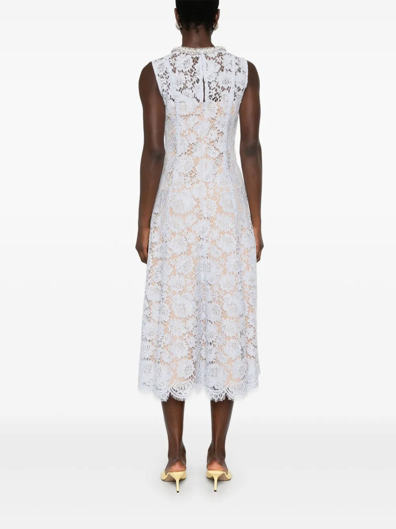 Lace pearl midi dress