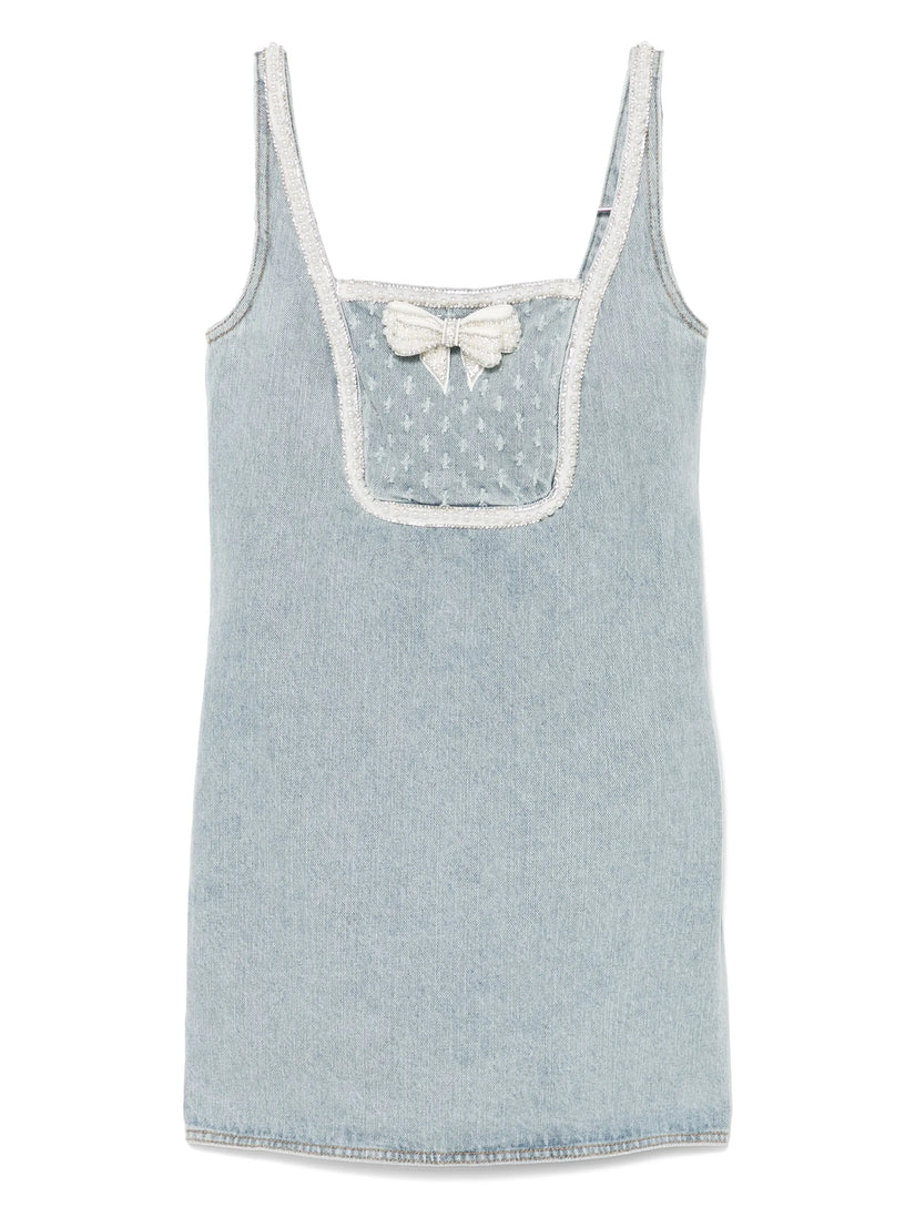 Denim Bow Mini Dress