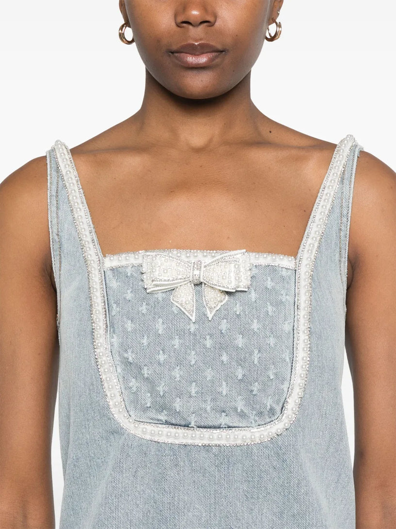 Denim Bow Mini Dress