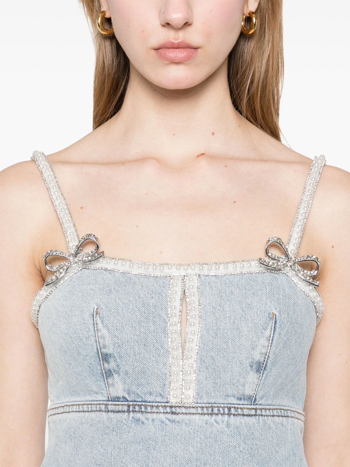 Pearl blue denim mini dress