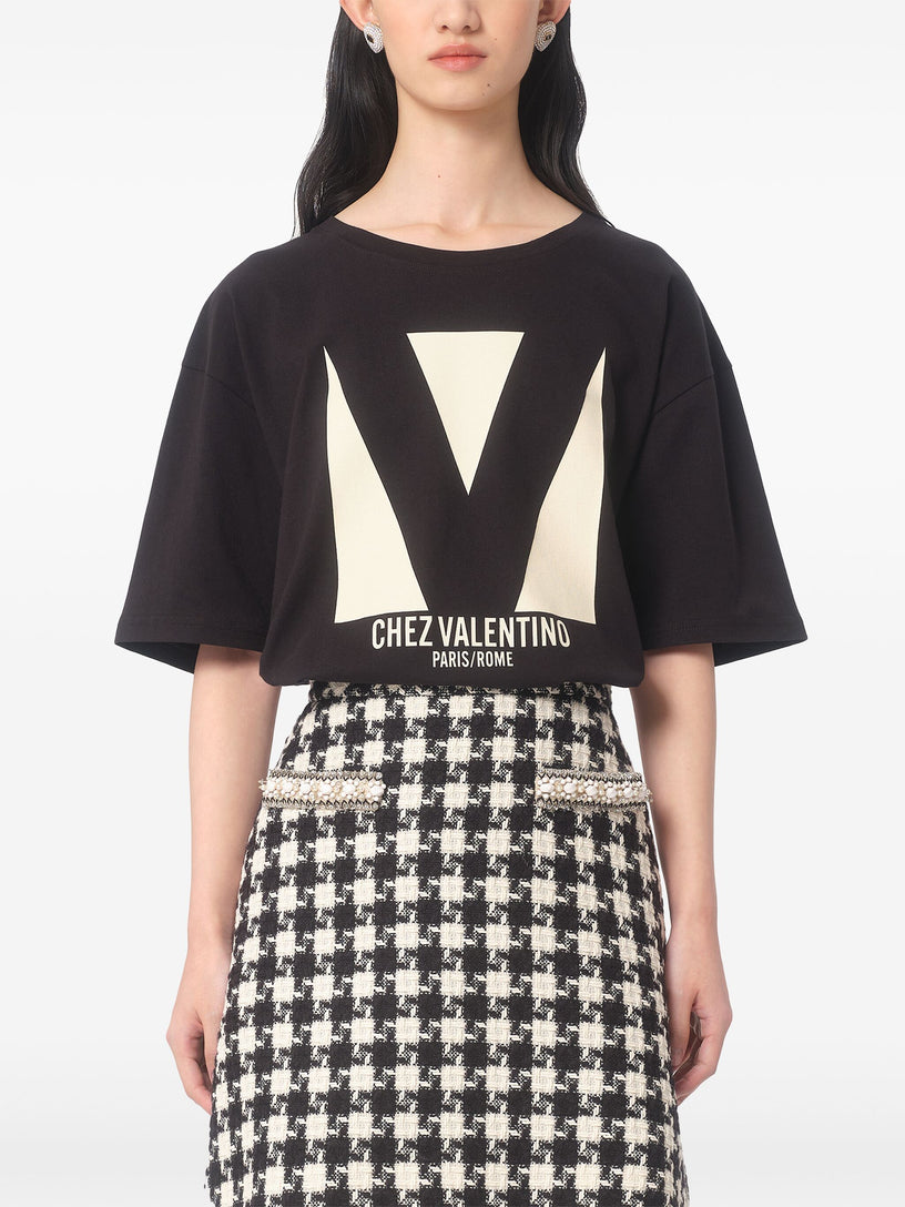 Jersey T-shirt with Chez Valentino print