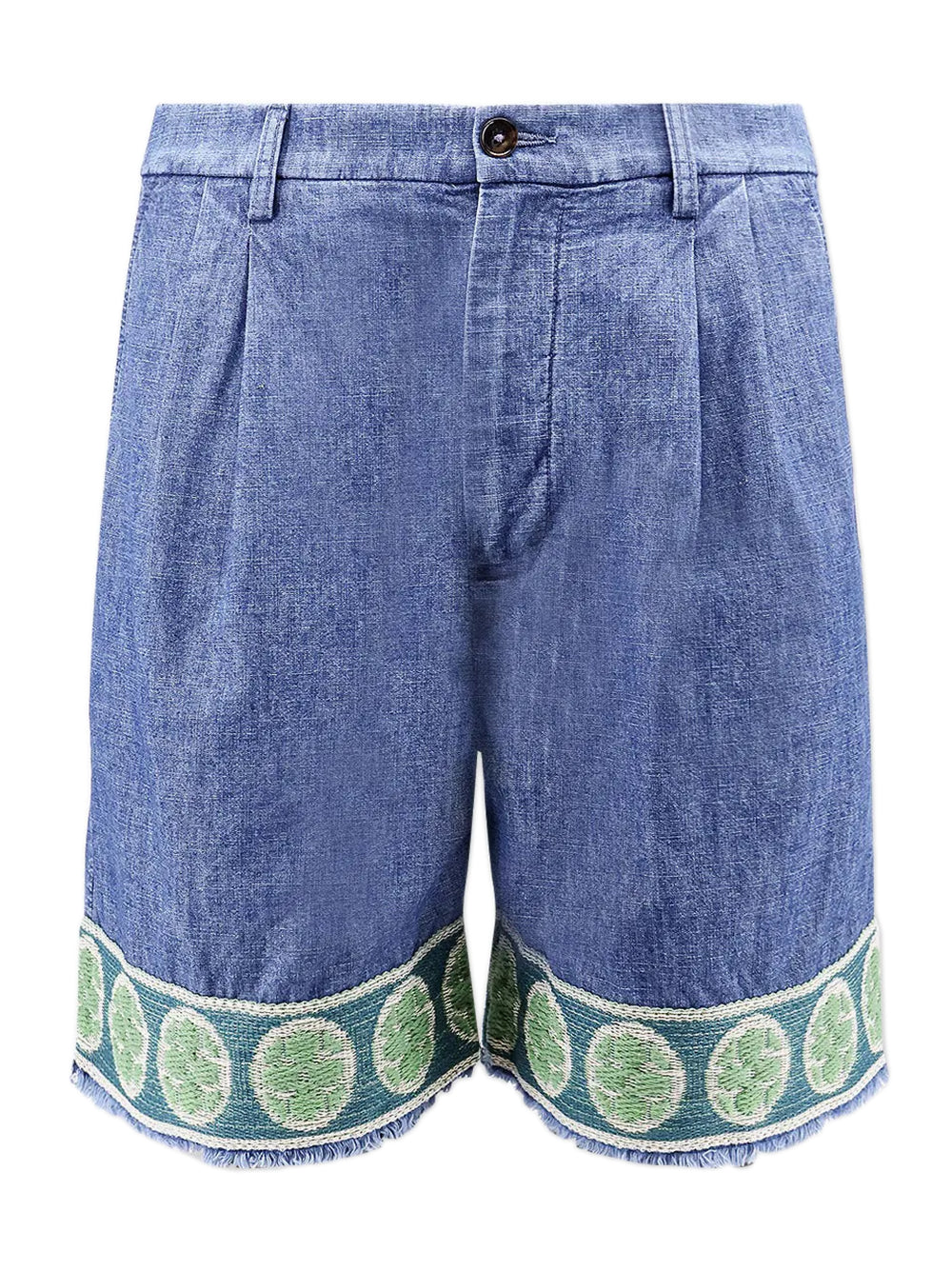 Denim shorts with jacquard bottom