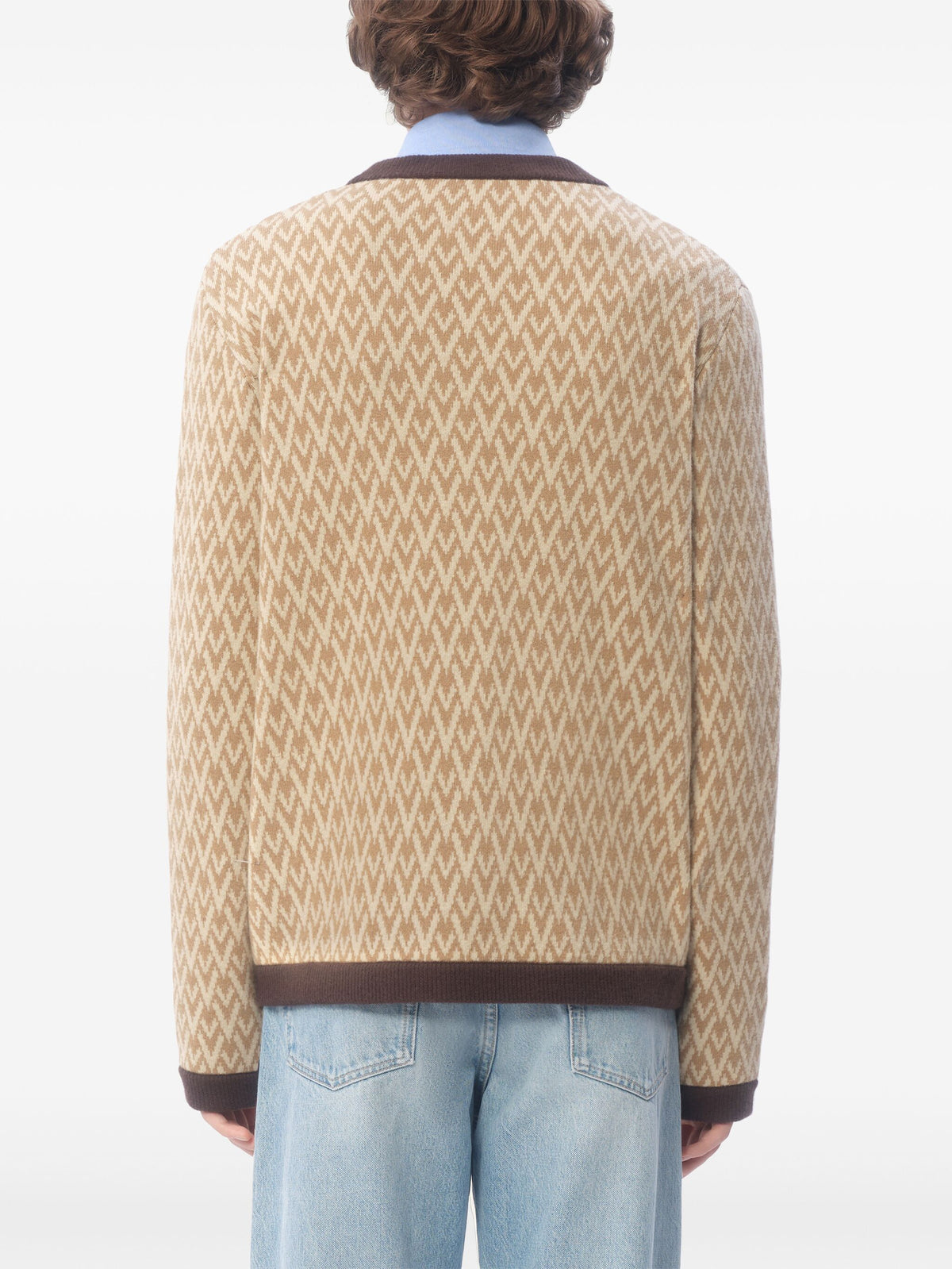 Wool cardigan with toute la V motif