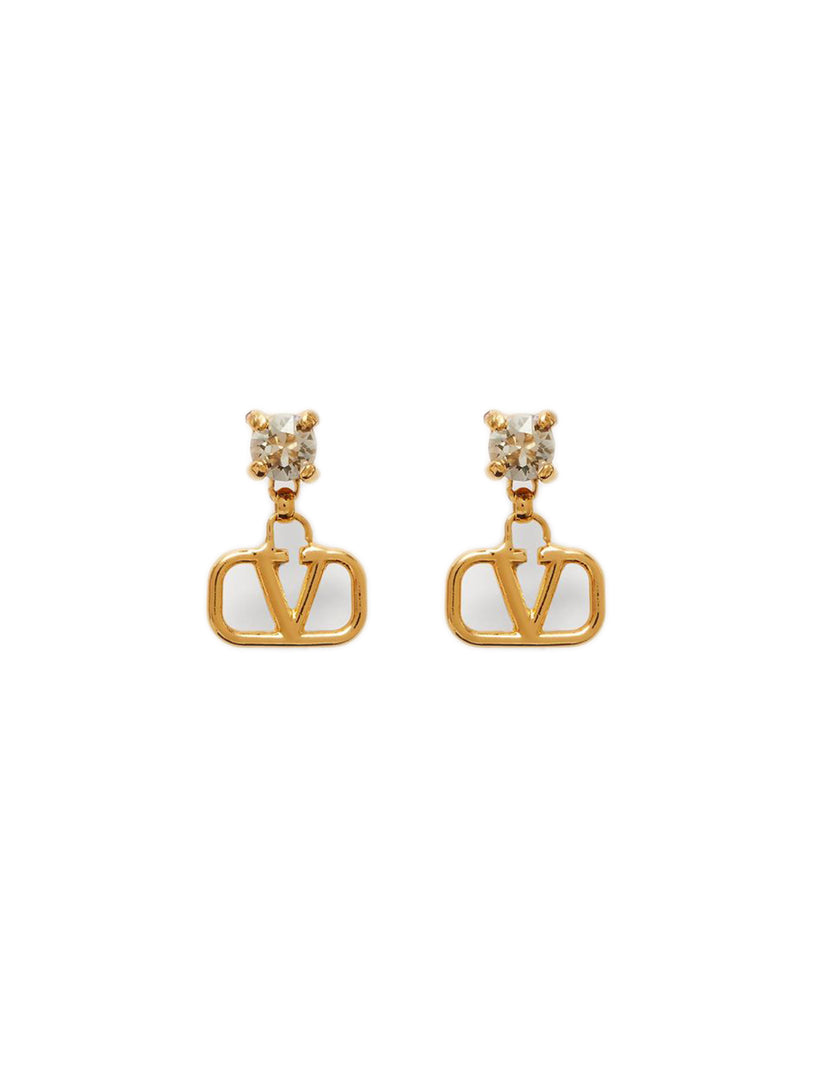 VLogo Signature Metal and Simulated Diamond Earrings