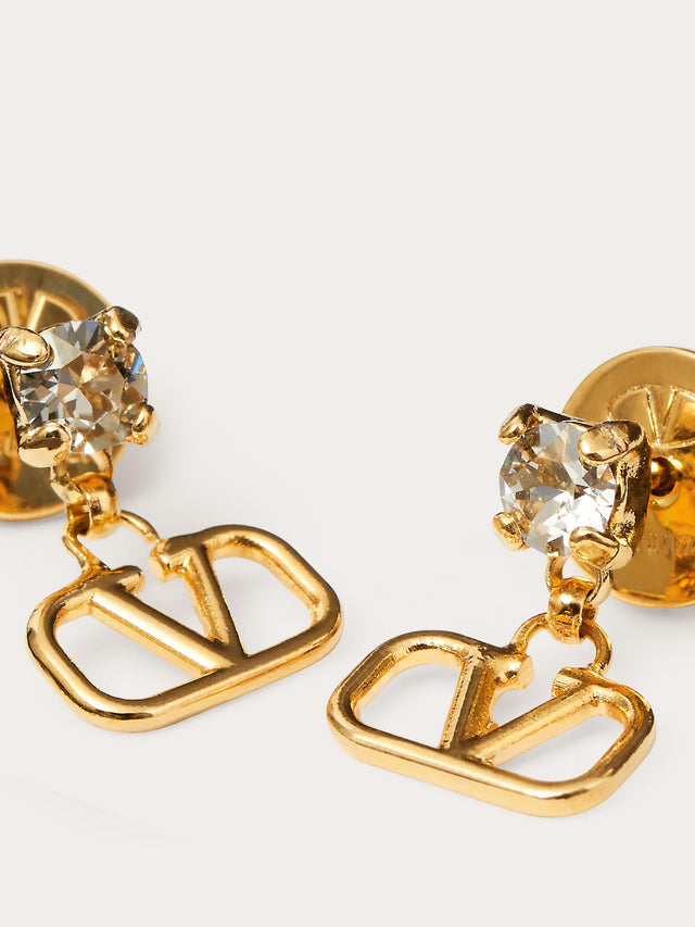 VLogo Signature Metal and Simulated Diamond Earrings