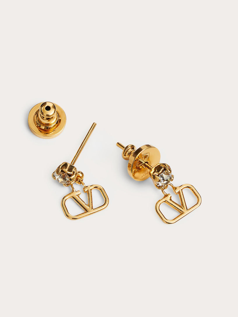 VLogo Signature Metal and Simulated Diamond Earrings