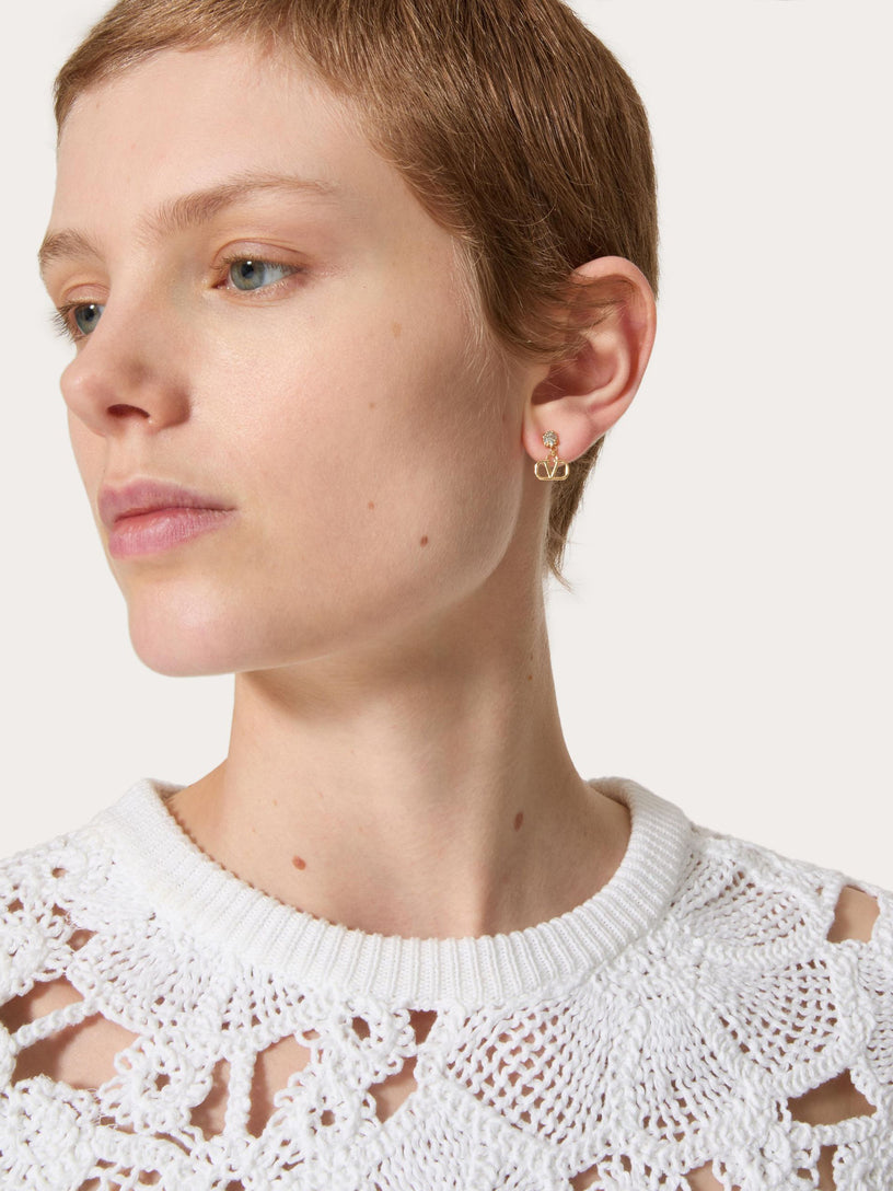 VLogo Signature Metal and Simulated Diamond Earrings