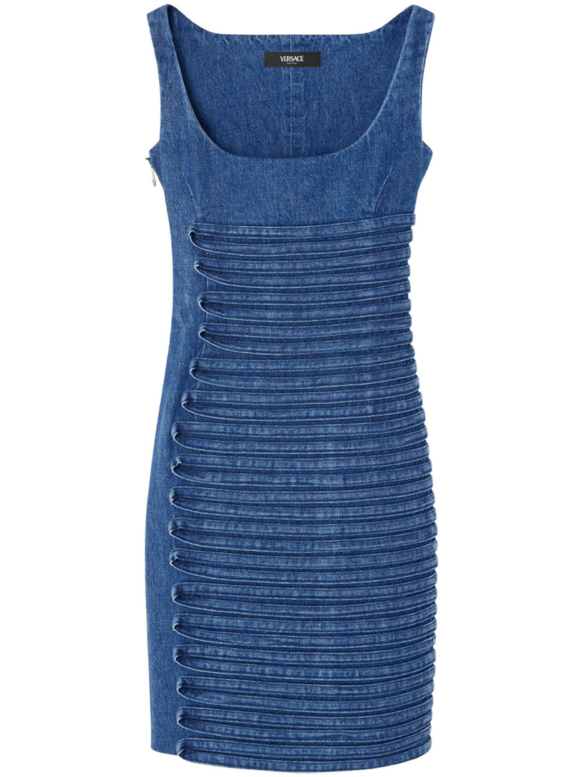 Denim fitted mini dress VERSACE Blu | Grifo210 Denim fitted mini dress VERSACE Blu | Grifo210