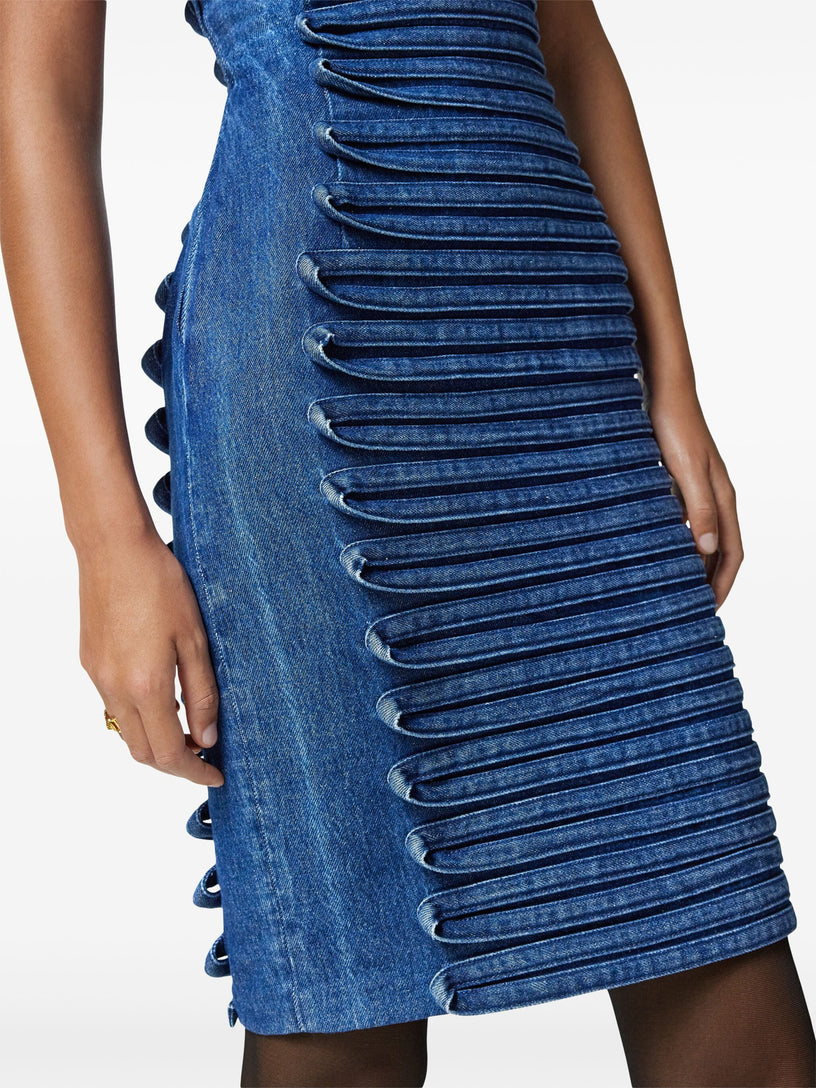 Denim fitted mini dress VERSACE Blu | Grifo210 Denim fitted mini dress VERSACE Blu | Grifo210