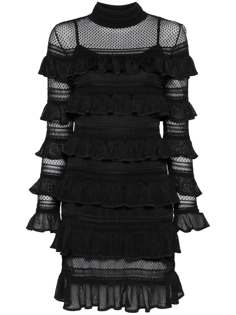 Crush high neck frilled mini