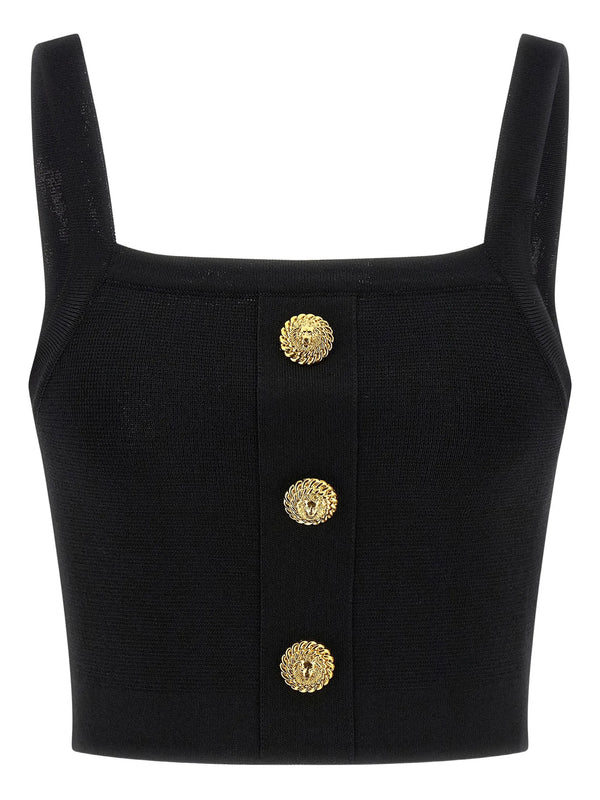 Knit bralette top with buttons