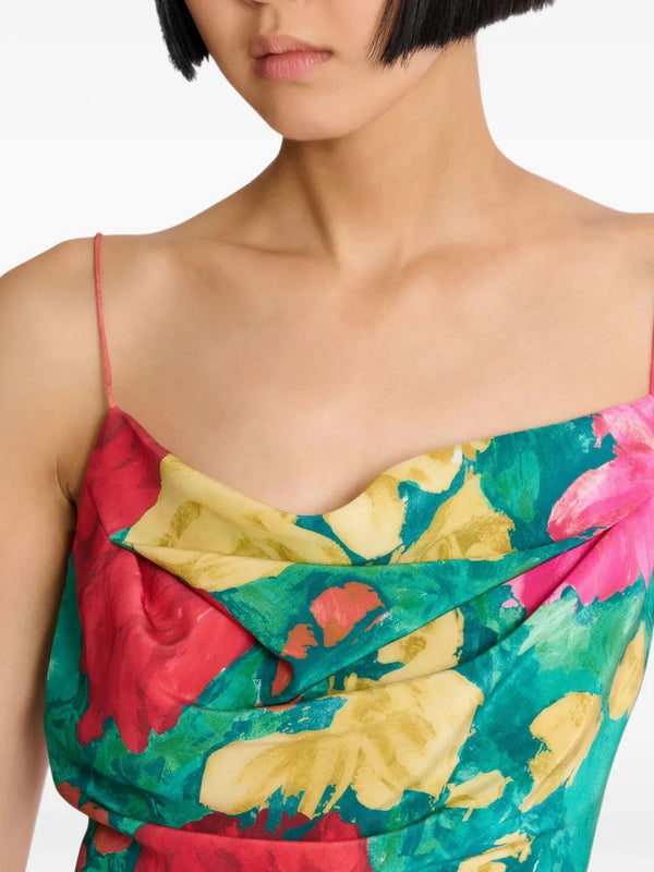 Crepe de Chine top with roses print