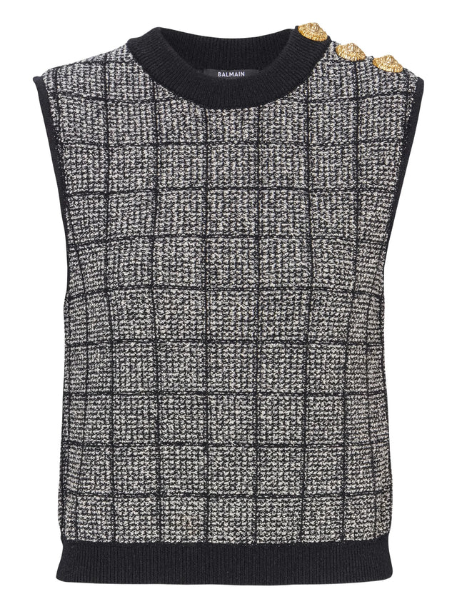 Tweed crop top with buttons