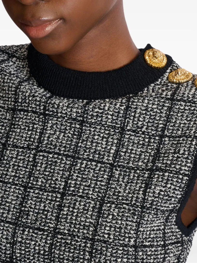 Tweed crop top with buttons