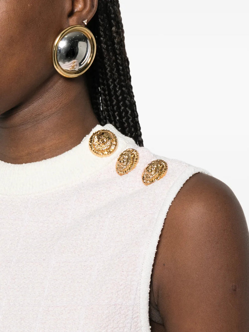 Tweed crop top with buttons