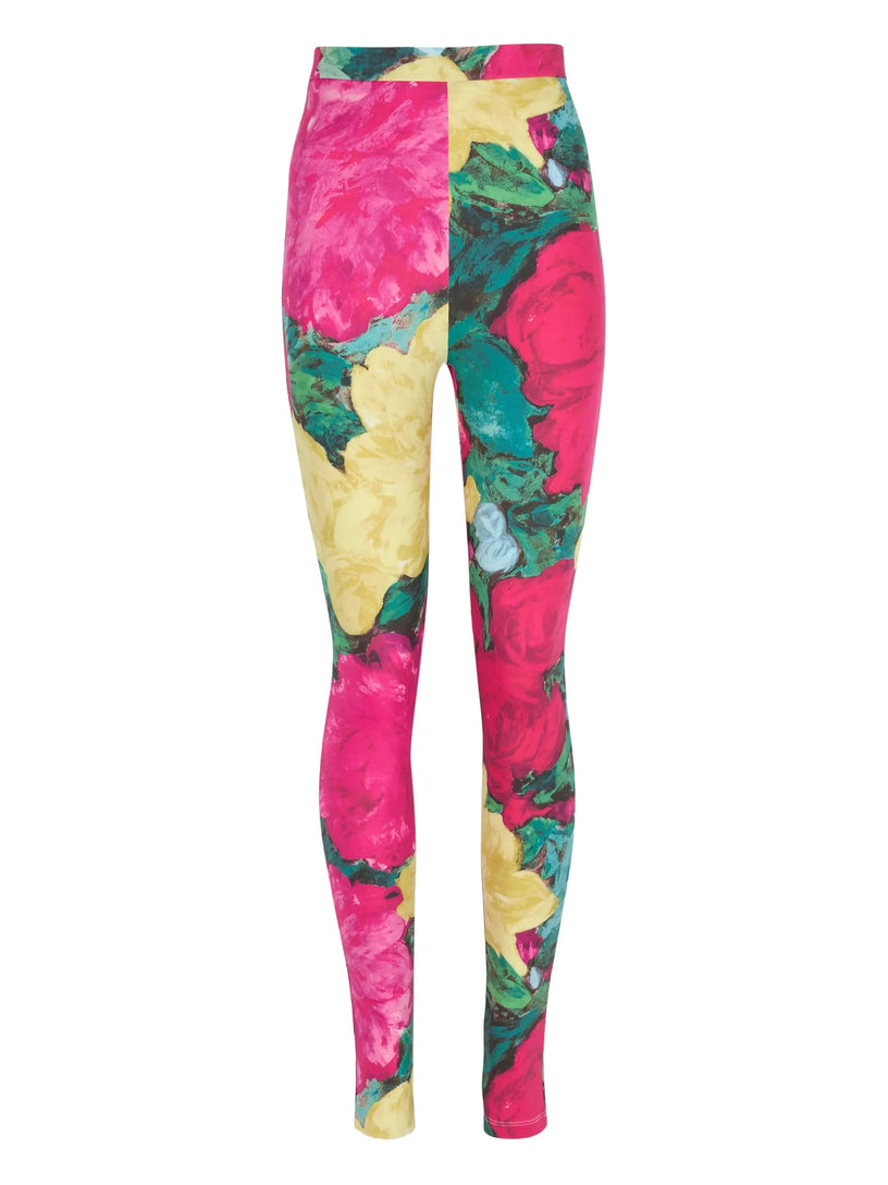 Jersey leggings with roses print