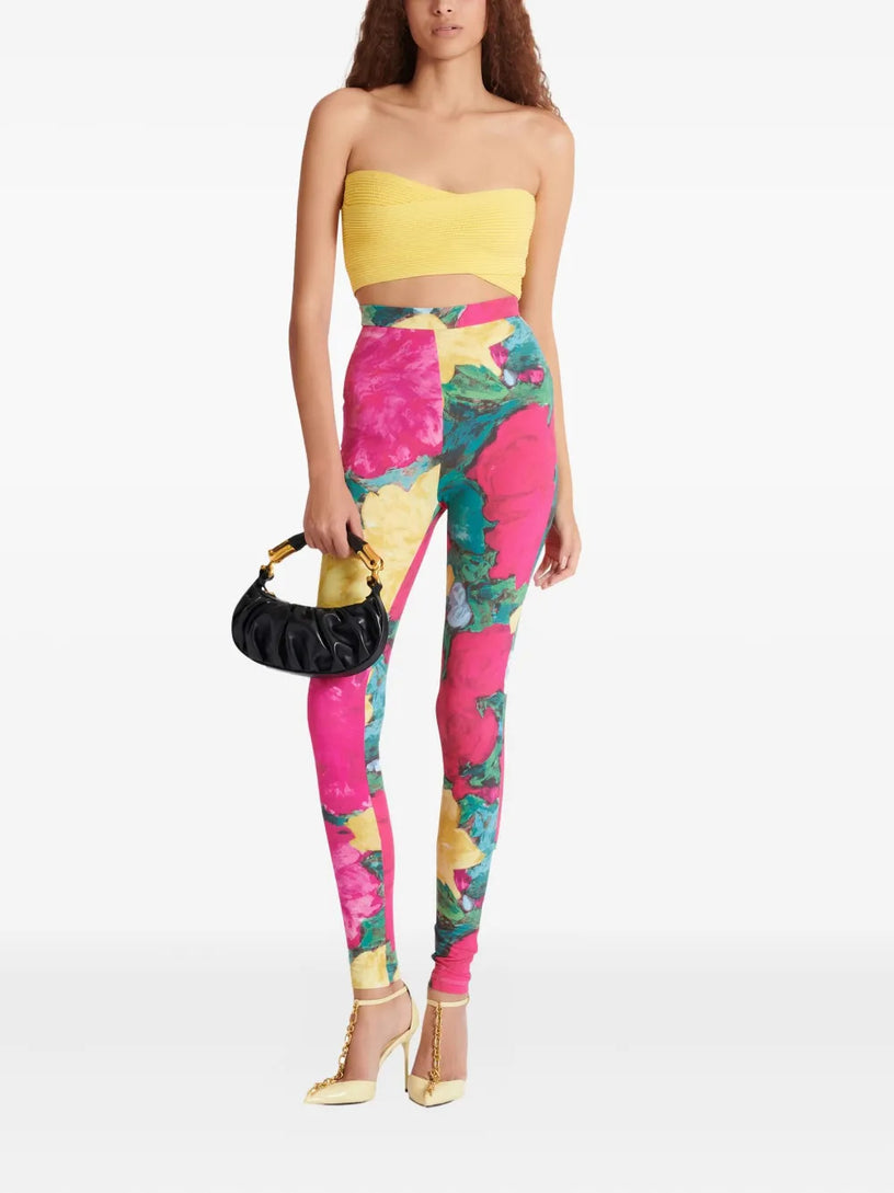 Jersey leggings with roses print