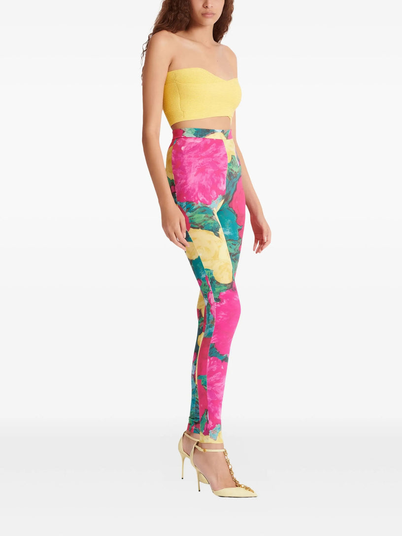 Jersey leggings with roses print