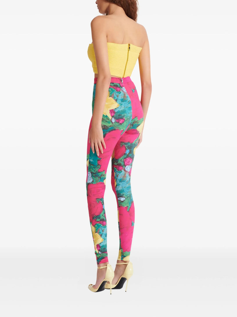Jersey leggings with roses print