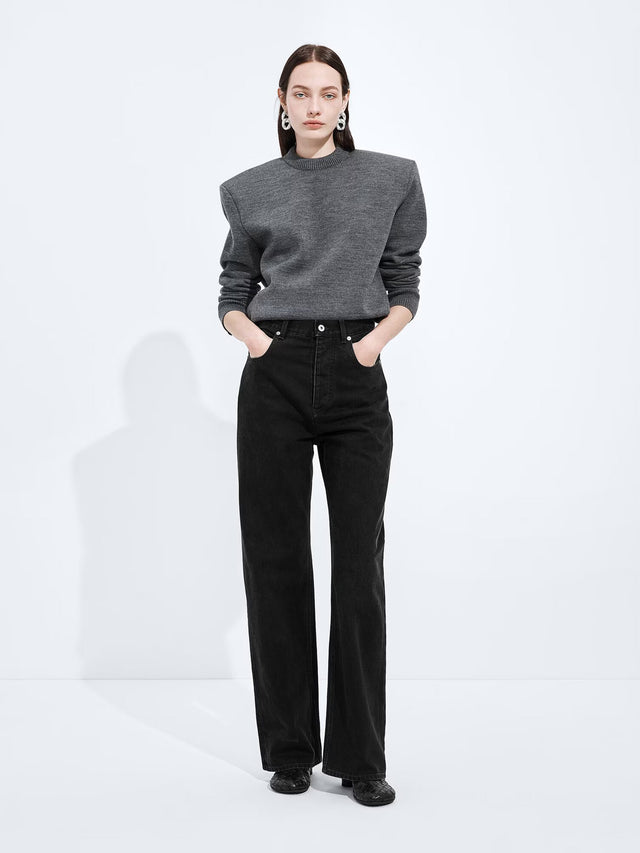 Faded Black Wide Leg Jeans