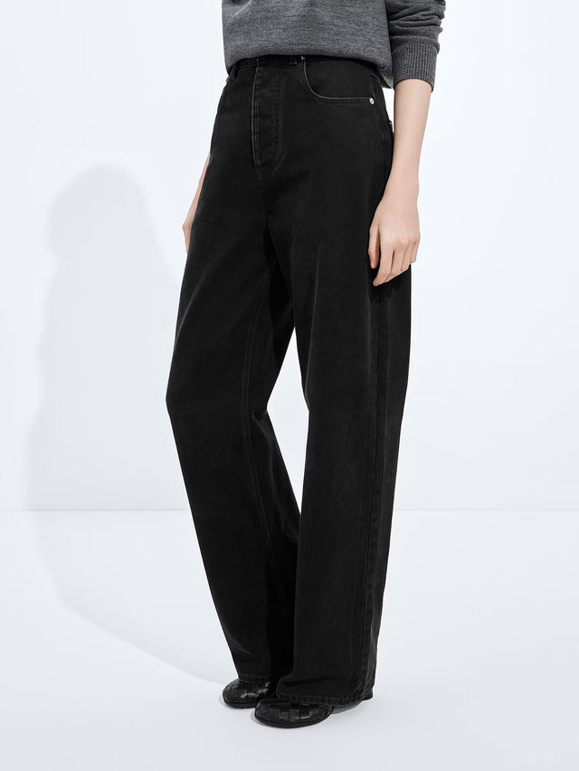 Faded Black Wide Leg Jeans