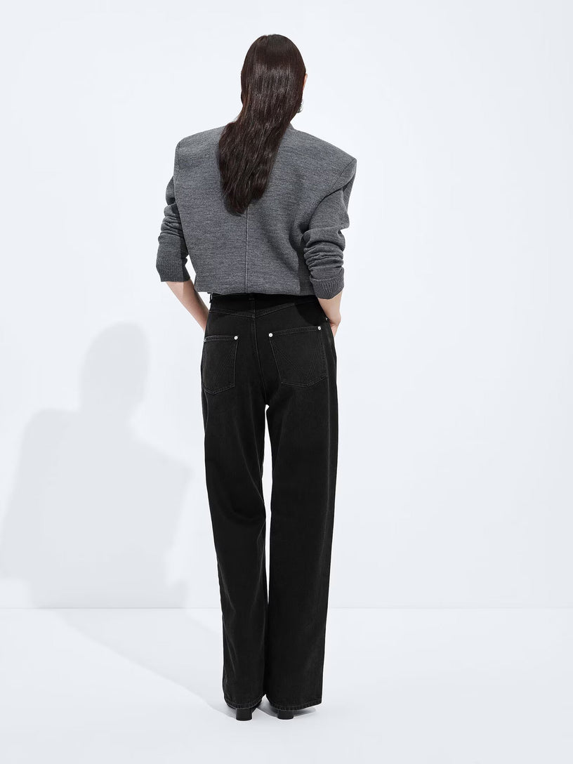 Faded Black Wide Leg Jeans