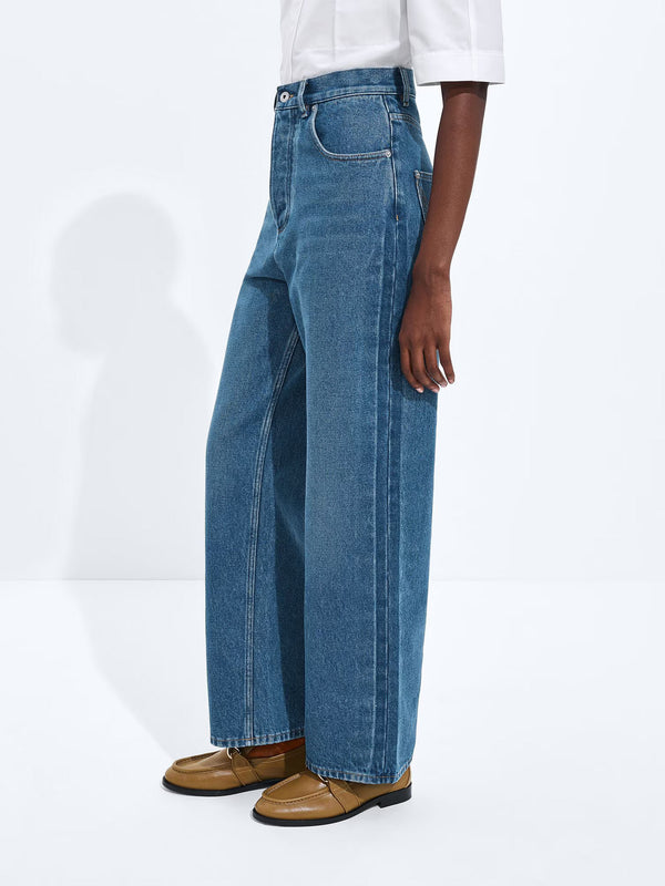 Jeans a gamba ampia con lavaggio medio indaco