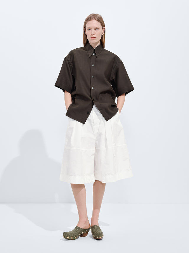 Pantaloni a culotte in tela di cotone compatto