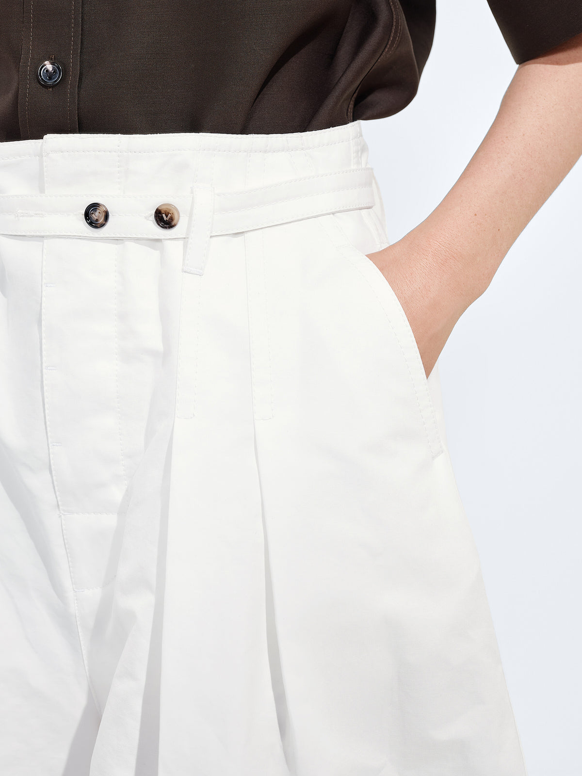 Pantaloni a culotte in tela di cotone compatto