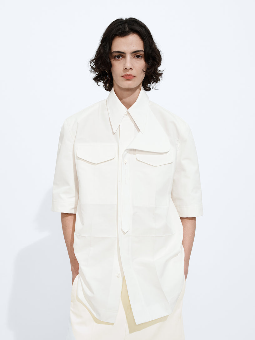 Camicia in tela di cotone compatto