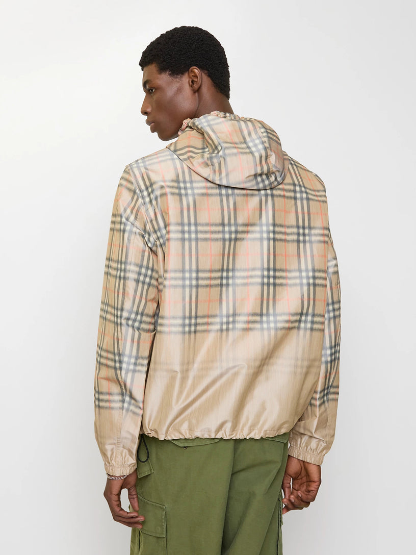 Hooded jacket with faded check