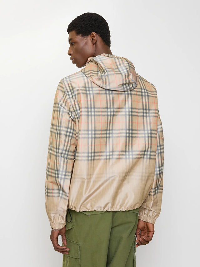 Hooded jacket with faded check