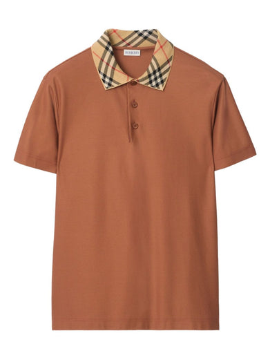 Check Collar Cotton Polo Shirt