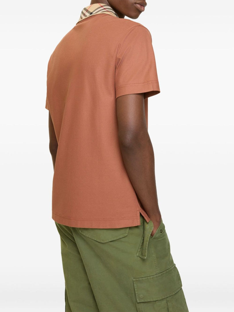 Check Collar Cotton Polo Shirt