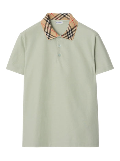 Check Collar Cotton Polo Shirt