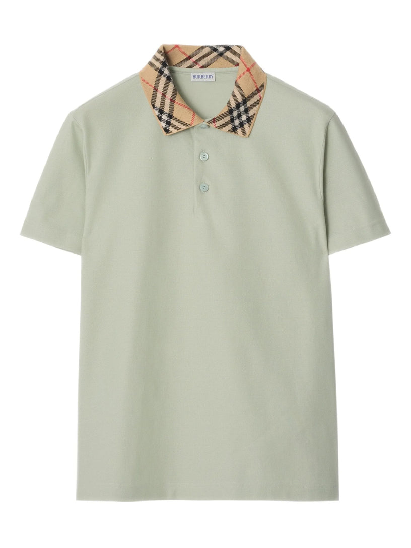 Check Collar Cotton Polo Shirt
