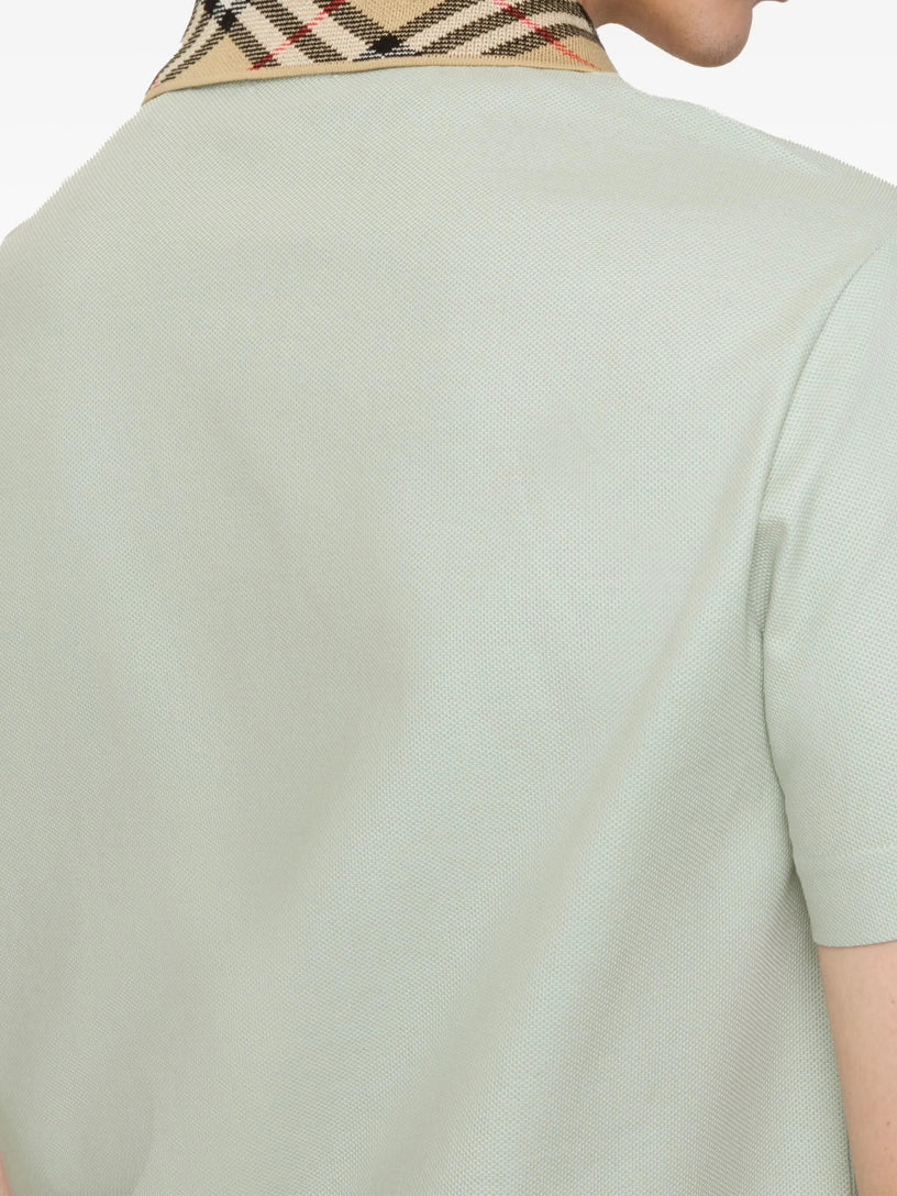 Check Collar Cotton Polo Shirt