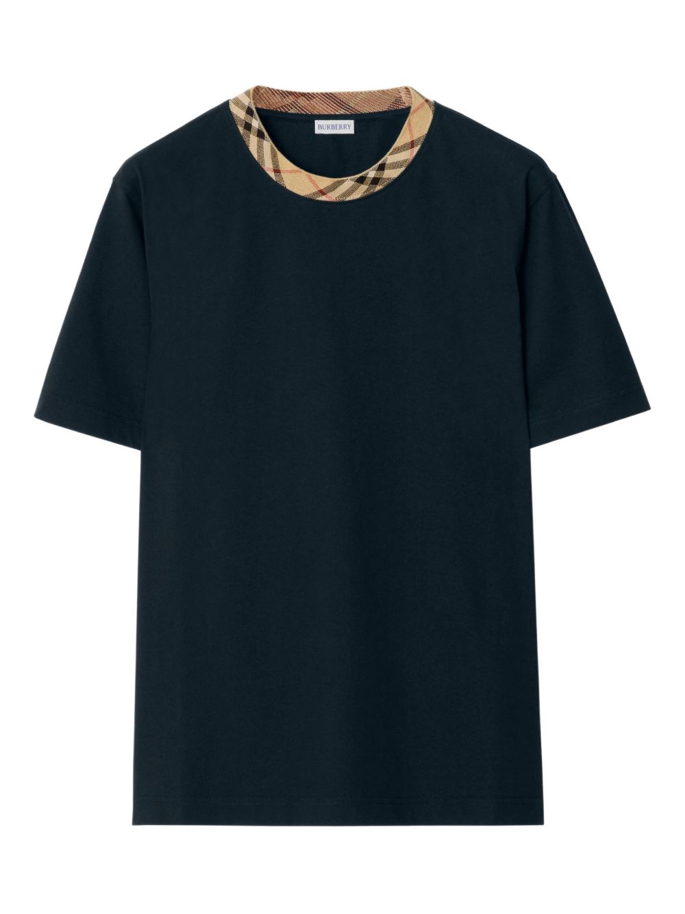 Check Trim T-shirt Burberry Blu | Grifo210