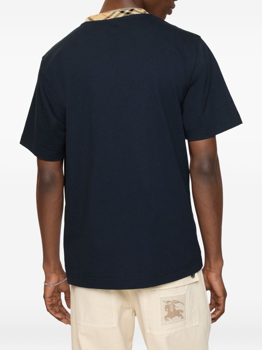 Check Trim T-shirt Burberry Blu | Grifo210