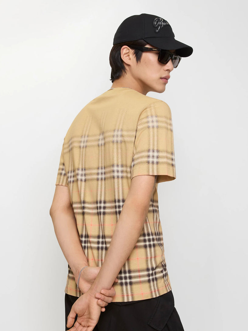 Gradient Check Cotton T-shirt