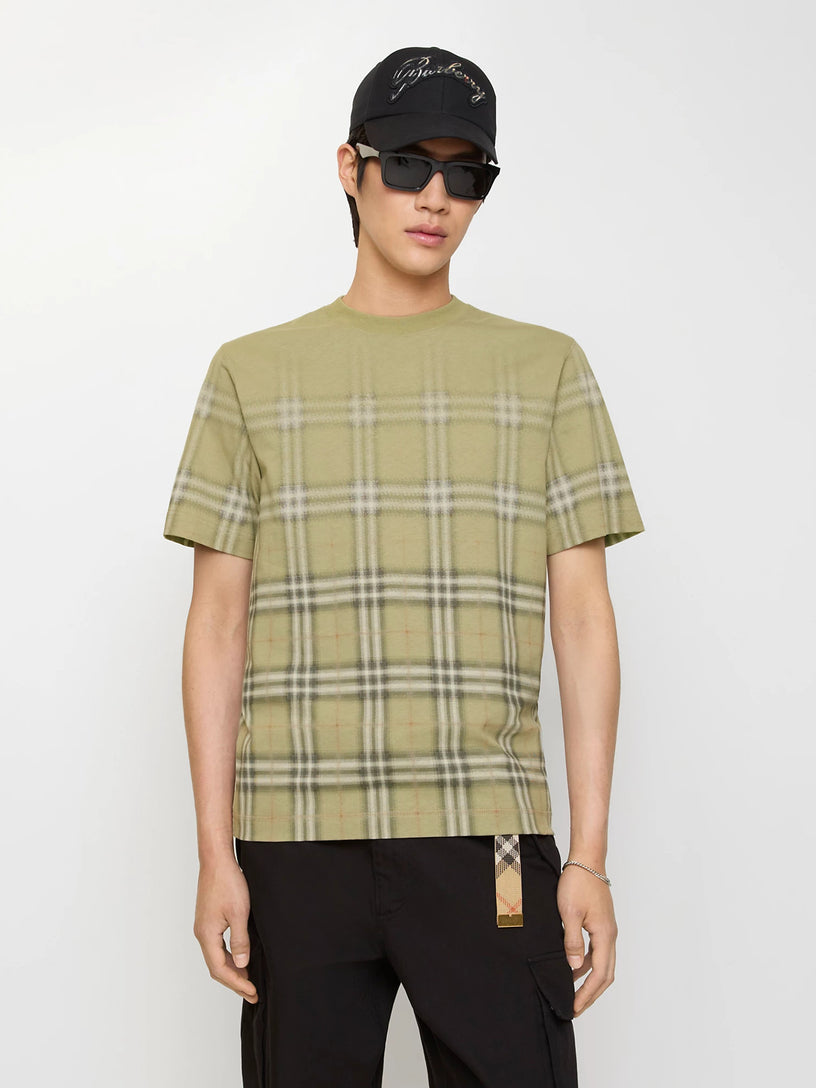 Gradient Check Cotton T-shirt